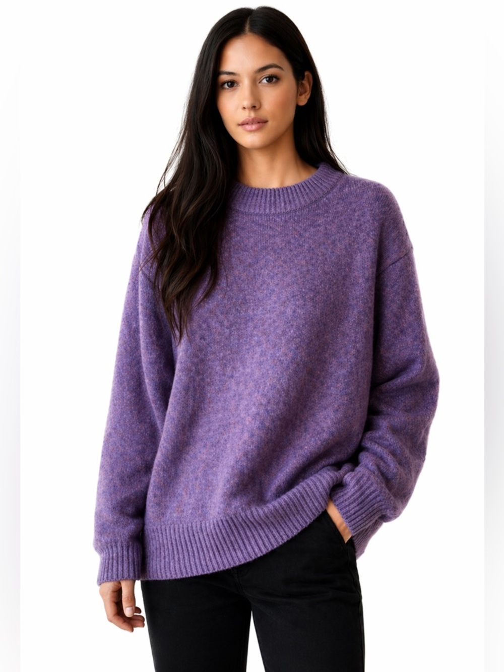 Revolve OGD Purple Wool Cashmere-Blend Crewneck Sweater One Grey Day NWT